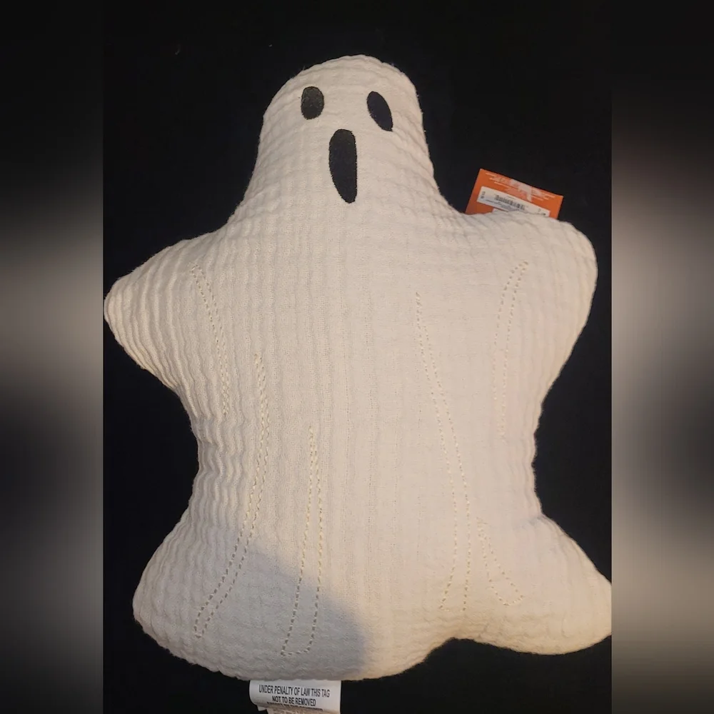 Celebrate Together Ghost-Shaped Cream Linen Medium Pillow With 100% Cotton Cover